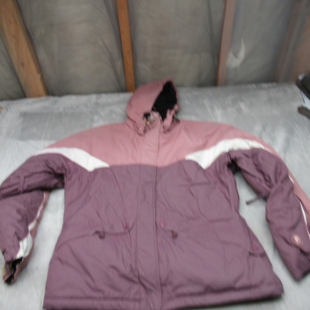 Powder Room Ski Jacket Women Medium Pink Hood FullZip Insulated Wind Rain Winter